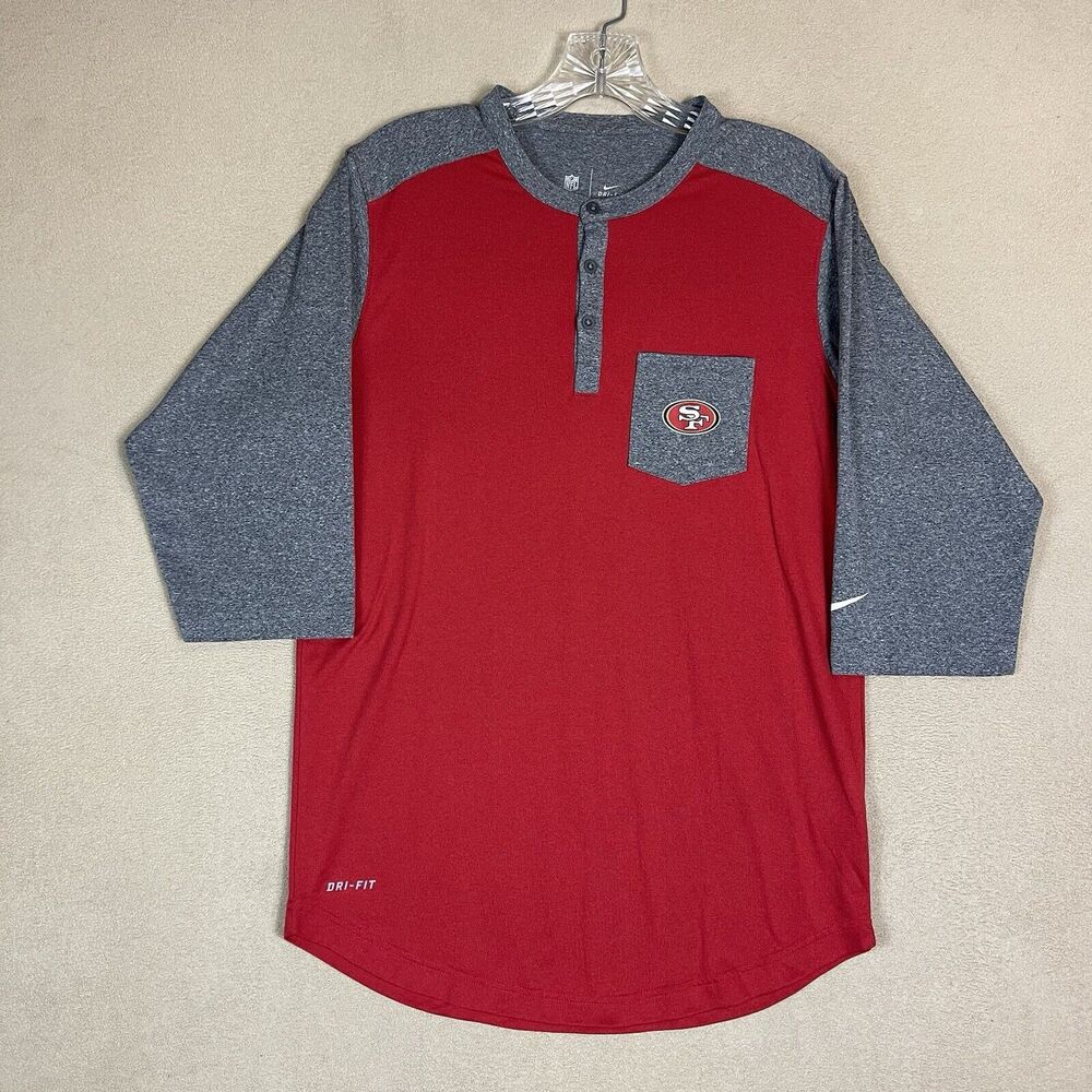 Nike Shirt Mens Small Multicolor Raglan San Francisco 49ers NFL 3/4 Sleeve Tee